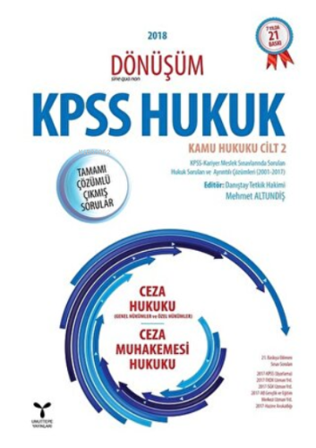 2018 Dönüşüm KPSS Hukuk - Kamu Hukuku Cilt 2 Ceza Hukuku (Genel Hüküml