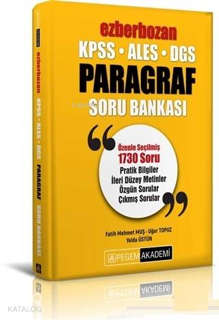 2020 KPSS ALES DGS Ezberbozan Paragraf Soru Bankası | Kolektif | Pegem