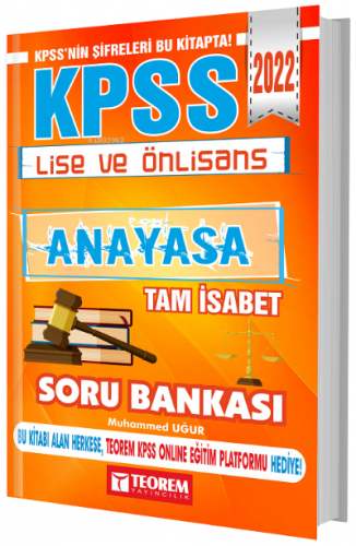 2022 KPSS Lise Ön Lisans Anayasa Tam İsabet Soru Bankası | Muhammed Uğ