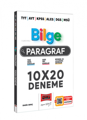 2023 Tyt Ayt Kpss Ales Dgs Msü Bilge Paragraf 10x20 Deneme Sınavı | En