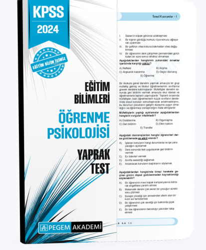 2024 KPSS Eğitim Bilimleri Öğrenme Psikolojisi Yaprak Test | Kolektif 