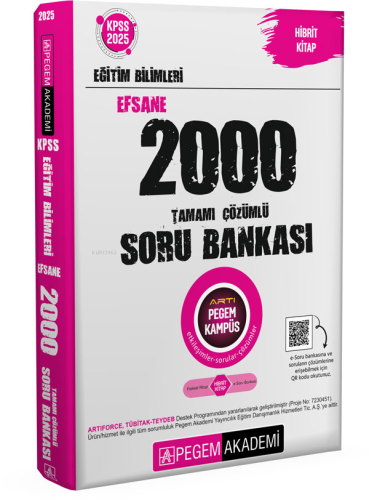 2025 KPSS Eğitim Bilimleri Tamamı Çözümlü Efsane 2000 Soru Bankası Peg