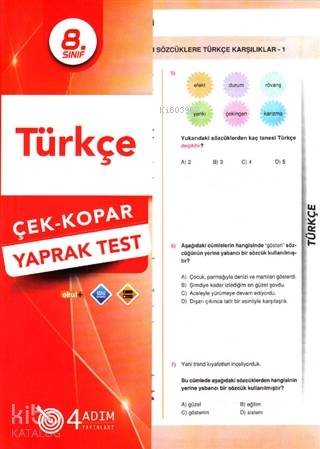 4 Adım - 8. Sınıf Türkçe Yaprak Test | Kolektif | Doğru Orantı Yayınla