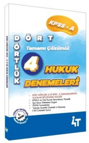 4T Kpss A Dört Dörtlük 4Lü Hukuk Denemeleri | Kolektif | 4T Yayınevi