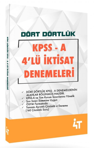 4T Kpss A Dört Dörtlük 4Lü İktisat Denemeleri | Kolektif | 4T Yayınevi