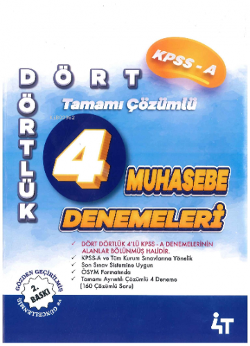 4T Kpss A Dört Dörtlük 4Lü Maliye Denemeleri | Kolektif | 4T Yayınevi