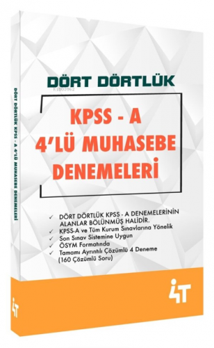 4T Kpss A Dört Dörtlük 4Lü Muhasebe Denemeleri | Kolektif | 4T Yayınev