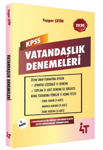 4T Kpss Vatandaşlık Denemeleri | Toygar Çetin | 4T Yayınevi