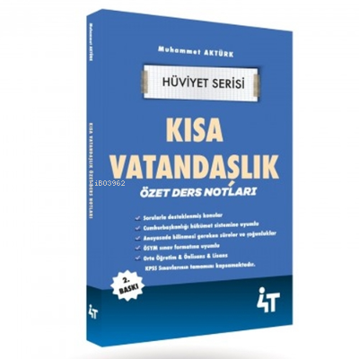 4T Yayınları KPSS Kısa Vatandaşlık Özet Ders Notlar | Muhammet Aktürk 