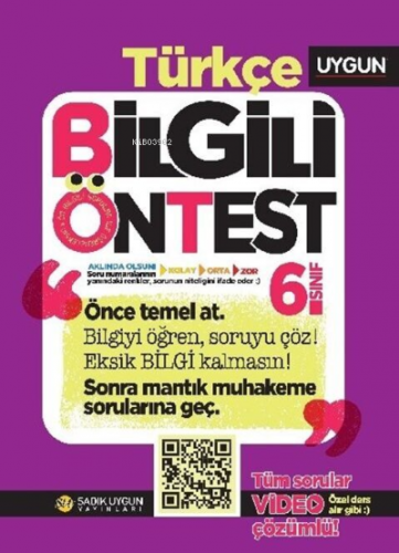 6.Sınıf Bilgili Ön Test Türkçe | Kolektif | Sadık Uygun Yayınları