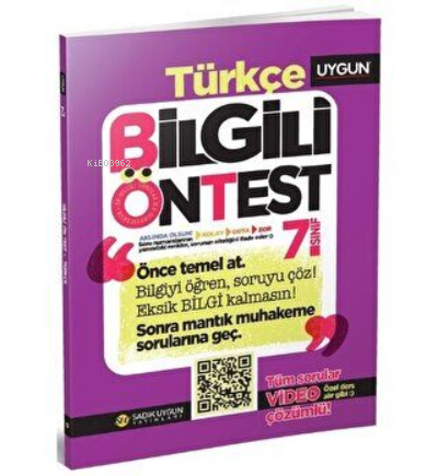 7.Sınıf Bilgili Ön Test Türkçe | Kolektif | Sadık Uygun Yayınları