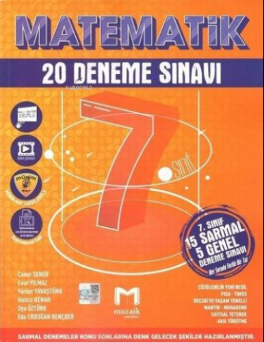 7.Sınıf Mozaik Deneme 20Li Matematik - 2023 | Kolektif | Mozaik Yayınl