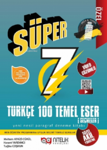 7. Sınıf Süper Türkçe 100 Temel Eser ;Paragraf Deneme Kitabı | Meltem 