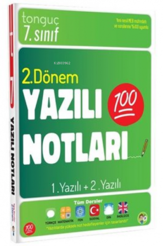 7. Sınıf Yazılı Notları 2. Dönem 1 ve 2. Yazılı | Kolektif | Tonguç Ak