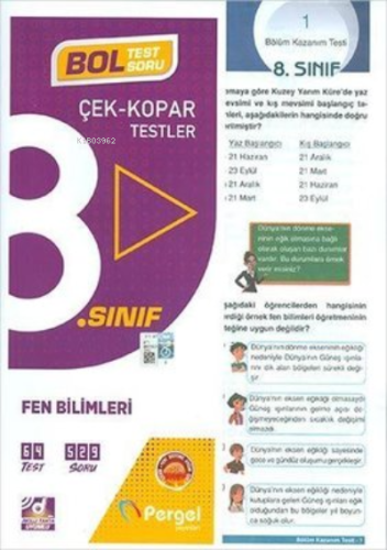 8.Sınıf 2022 Fen Bilimleri Çek Kopar Testler Pergel Yayınları | Kolekt