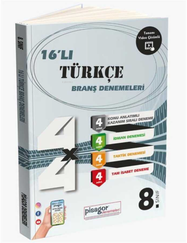 8. Sınıf Pisagor 16`lı Türkçe Denemesi | Kolektif | Zeka Küpü Yayınlar