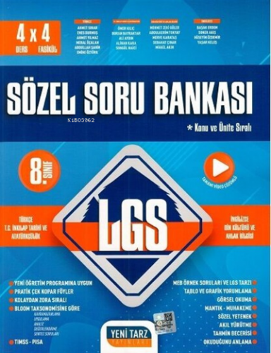 8.Sınıf Yeni Tarz S.B. Sözel Soru Bankası - 2022 | Kolektif | Yeni Tar