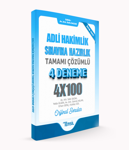 Adli Hakimlik Sınavına Hazırlık Tamamı Çözümlü 4 Deneme | Kolektif | T