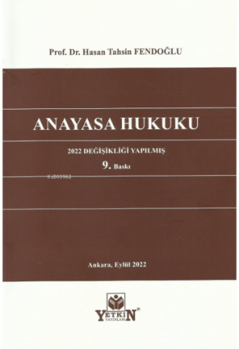 Anayasa Hukuku | Hasan Tahsin Fendoğlu | Yetkin Yayınları