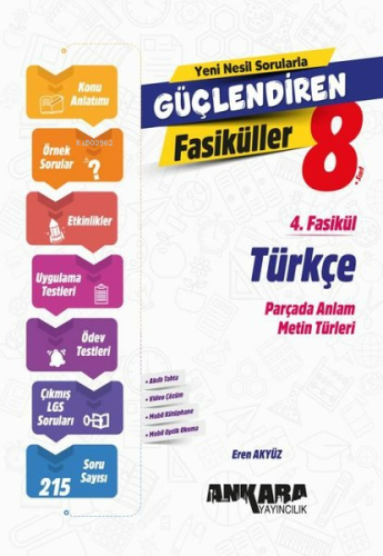 Ankara Yayıncılık 8. Sınıf Türkçe Güçlendiren 4. Fasikül | Eren Akyüz 