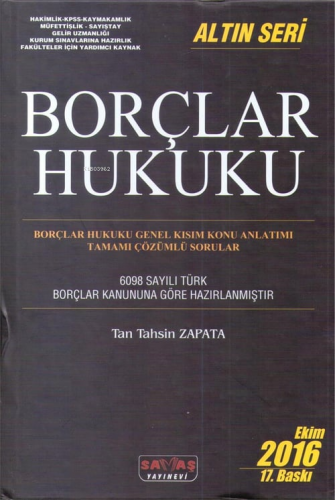 Borçlar Hukuku | Tan Tahsin Zapata | Savaş Yayınevi