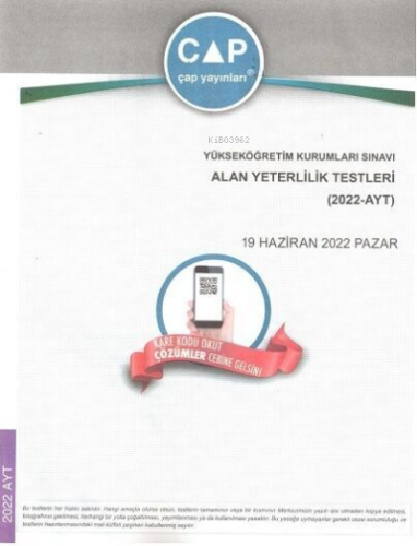 Çap Yayınları AYT 2022 Tıpkı Basım | Kolektif | Çap Yayınları