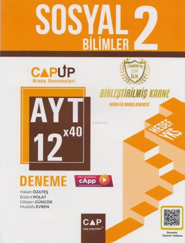 Çap Yayınları AYT Sosyal Bilimler 2 12 X 40 Up Deneme | Hakan Özateş |