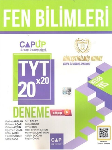 Çap Yayınları TYT Fen Bilimleri 20 x 20 Up Deneme | Kolektif | Çap Yay