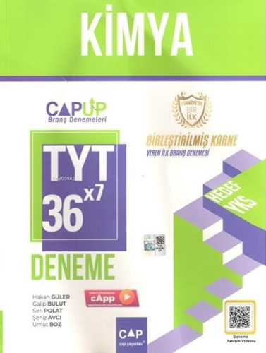 Çap Yayınları TYT Kimya 36 x 7 Up Deneme | Hakan Güler | Çap Yayınları