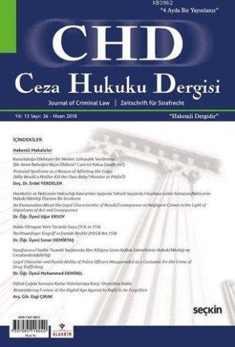 Ceza Hukuku Dergisi Sayı: 36 Nisan 2018 | Veli Özer Özbek | Seçkin Yay