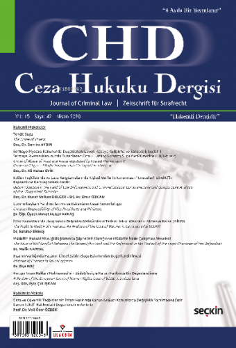 Ceza Hukuku Dergisi Sayı: 42 – Nisan 2020 | Veli Özer Özbek | Seçkin Y