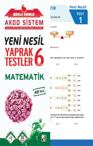 Damla Eğitim Yeni Nesil Matematik Yaprak Testler - 6 | Kolektif | Daml