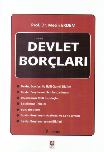 Devlet Borçları | Metin Erdem | Ekin Kitabevi Yayınları