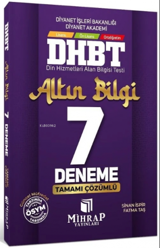 DHBT Tüm Adaylar Altın Bilgi 7 Deneme Çözümlü | Fatma Taş | Mihrap Yay