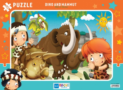 Dino ve Mamut Çerçeveli Puzzle 72 Parça | | Blue Focus Yayınları