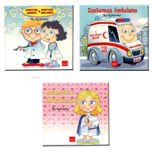 Doktor Abimiz - Doktor Ablamız Sağlık Seti (4 Kitap Set, Renkli Resiml