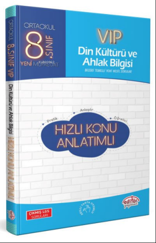 Editör 8.Sınıf Vıp Din Kültürü ve Ahlak Bilgisi Hızlı Kon | Kolektif |