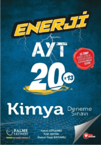 Enerji Ayt Kimya 20 Deneme Sınavı (12.Sınıf 1.Dönem Konularını İçerir.