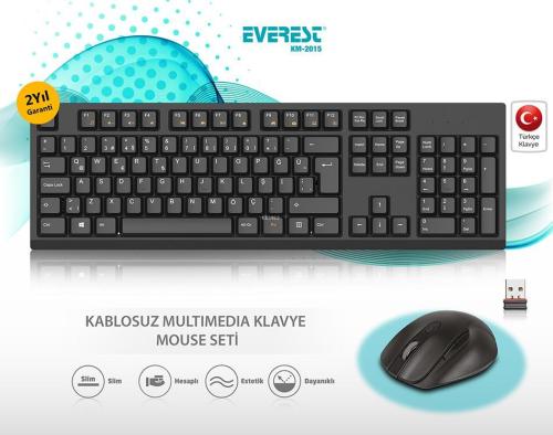 Everest Siyah Kablosuz Q Multimedia Klavye + Mouse Set KM-2510 | | Eve