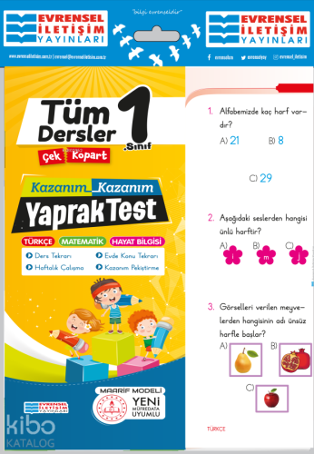 Evrensel İletişim Yayınları 1.Sınıf Tüm Dersler Yaprak Test | Kolektif