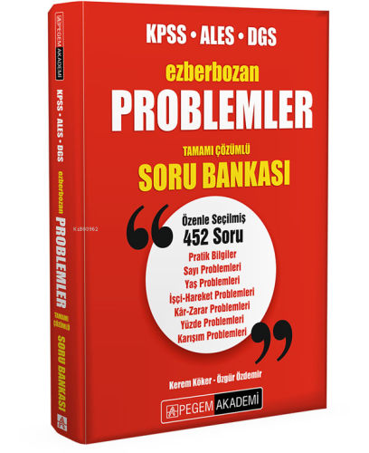 Ezberbozan KPSS ALES DGS Problemler Tamamı Çözümlü Soru Bankası | Kole