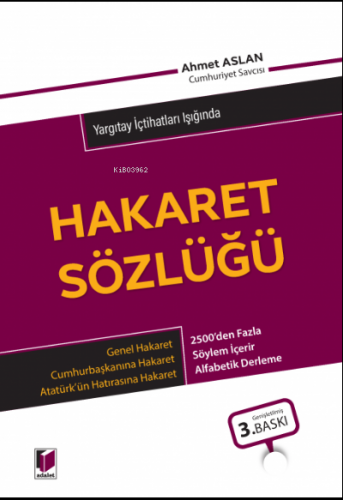 Hakaret Sözlüğü | Ahmet Aslan | Adalet Yayınevi