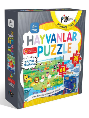 Hayvanlar 64 Parça Puzzle Seti (4+Yaş) | Kolektif | Piar Yayınevi