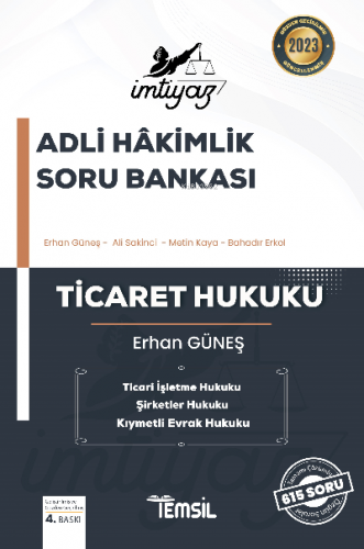 İmtiyaz Adli Hakimlik Soru Bankası Ticaret Hukuku | Erhan Güneş | Tems