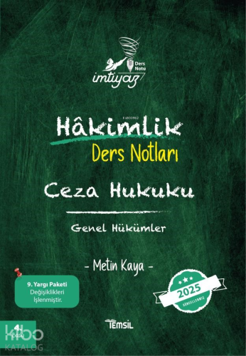 İmtiyaz Ceza Hukuku Genel Hükümler Hakimlik Ders Notları | Metin Kaya 