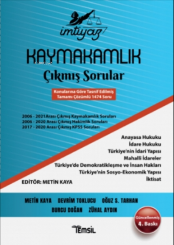 İmtiyaz Kaymakamlık Çıkmış Sorular | Metin Kaya | Temsil Kitap