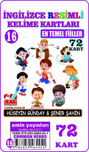 İngilizce 16.En Temel Fiiller / Resimli Kelime Kartları 72-Kart | Şene