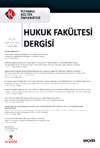 İstanbul Kültür Üniversitesi Hukuk Fakültesi Dergisi Cilt:20 – Sayı:1 