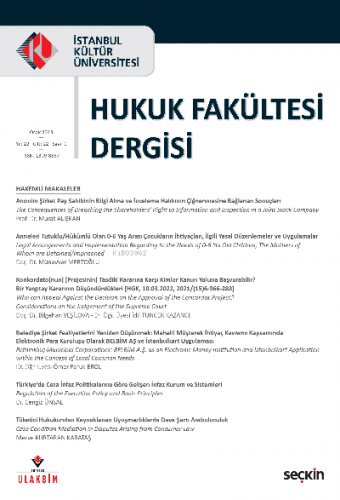 İstanbul Kültür Üniversitesi Hukuk Fakültesi Dergisi Cilt:22 – Sayı:1 