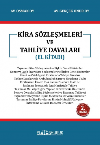 Kira Sözleşmeleri Ve Tahliye Davaları | Osman Oy | Platon Hukuk Yayıne